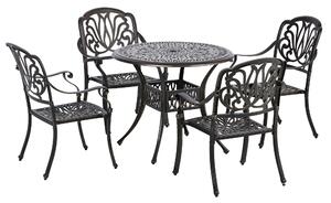 Outsunny 5-Piece Outdoor Furniture Dining Set, Cast Aluminum Conversation Set Includes 4 Chairs, 1 Round Table with Umbrella Hole for Patio Garden