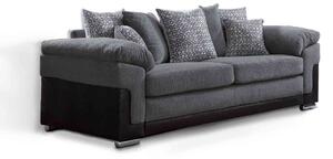 Ameba 3 Seater Fabric & Faux Leather Sofa - Charcoal & Silver Comfy Upholstered Lawson Settee Couch with Cushion Arms | Roseland Furniture