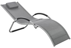 Outsunny Ergonomic Lounger Chair Portable Armchair with Removable Headrest Pillow for Garden Patio Outside All Aluminium Frame Dark Grey