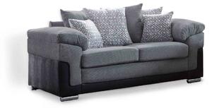 Ameba 2 Seater Fabric & Faux Leather Sofa - Charcoal & Silver Comfy Upholstered Lawson Settee Couch with Cushion Arms | Roseland Furniture UK