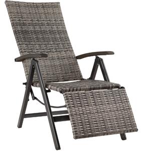 Tectake 403217 reclining garden chair with footrest - grey