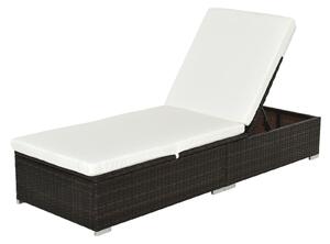 Outsunny Rattan Recliner Lounger Garden Furniture Sun Lounger Recliner Bed Chair Reclining Patio Wicker Brown