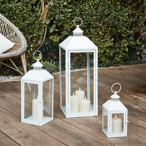 Perth White Garden Lantern Trio with TruGlow® Candles