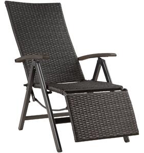 Tectake 403218 reclining garden chair with footrest - black