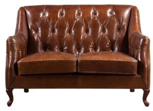 Eton Vintage 2 Seater Distressed Leather Button & Stud Sofa