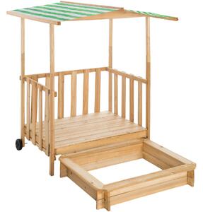 403240 sandpit with play deck and canopy - green