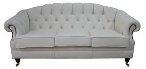 Chesterfield 3 Seater White Leather Sofa Settee Custom Made In Victoria Style