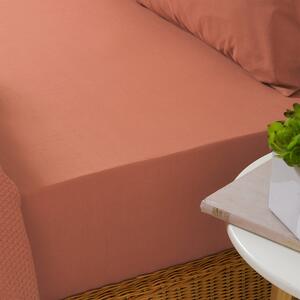 Stonewash Fitted Bed Sheet Red Clay