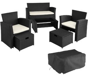 403278 rattan garden furniture set modena - black