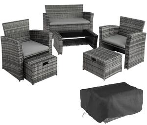 Tectake 403279 rattan garden furniture set modena - grey
