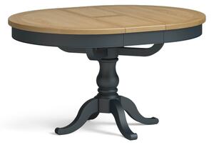 Bude Round Extending Dining Table with Oak Top | Blue Charcoal Ivory | Roseland Furniture