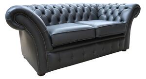 Chesterfield 2 Seater Shelly Steel Grey Leather Sofa Settee In Balmoral Style