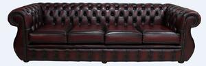 Chesterfield 4 Seater Antique Oxblood Real Leather Sofa Bespoke In Kimberley Style
