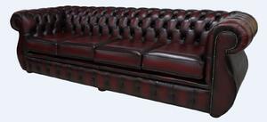 Chesterfield 4 Seater Antique Oxblood Real Leather Sofa Bespoke In Kimberley Style