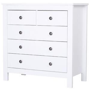 HOMCOM Chest Of Drawers, 5 Drawers, White Storage Cabinet Unit, Furniture for Bedroom, 79x40x80cm