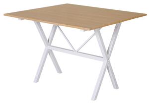 HOMCOM Dining Table Drop Leaf Metal Frame MDF Top Folding Expandable 6 Person Oak