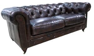 Earle Grande 2 Seater Chesterfield Tobacco Brown Real Leather Sofa