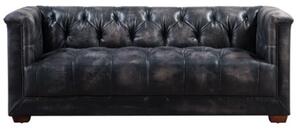 Vintage Spitfire Chesterfield 2 Seater Sofa Distressed Wash Black Real Leather