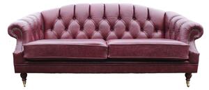 Chesterfield 3 Seater Old English Burgandy Leather Sofa Settee Bespoke In Victoria Style