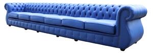 Chesterfield 6 Seater Deep Ultramarine Blue Leather Sofa Bespoke In Kimberley Style