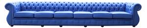 Chesterfield 6 Seater Deep Ultramarine Blue Leather Sofa Bespoke In Kimberley Style