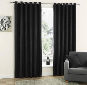 Faux Suede Ready Made Eyelet Curtains Black
