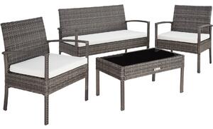 Tectake 403398 rattan garden furniture set sparta 3+1 - grey