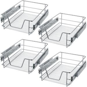 Tectake 403439 4 sliding wire baskets with drawer slides - 37 cm