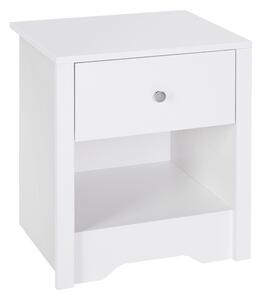 HOMCOM Bedside Table Unit Drawer Shelf Cabinet Nightstand Chest Solid Wood Bedroom Furniture White