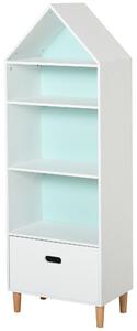 HOMCOM Kids MDF 5-Tier Bookshelf w/ Drawer White/Blue