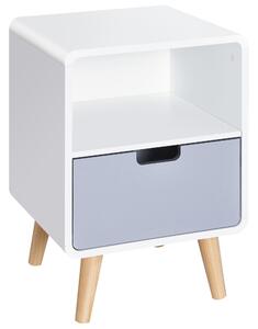 HOMCOM Scandinavian Style Bedside Table, 40Lx38Wx58H cm-White/Grey/Natural Wood Colour