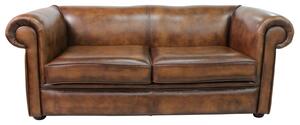 Chesterfield 1930's 3 Seater Antique Tan Leather Sofa Settee In Classic Style