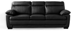 Hugo 3 Seater Leather Sofa - Black & Grey, Large Comfy Modern Upholstered Lawson Settee Couch for Living Room | Roseland Furniture