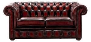 Chesterfield 2 Seater Antique Oxblood Leather Sofa Settee Bespoke In Classic Style
