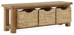 Zelah Oak Hallway Bench with Baskets | Roseland Furniture