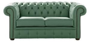 Chesterfield 2 Seater Shelly Jade Green Leather Sofa Settee Bespoke In Classic Style