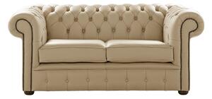Chesterfield 2 Seater Shelly Panna Leather Sofa Settee Bespoke In Classic Style