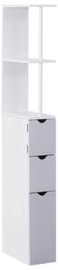 HOMCOM Tall Slimline Bathroom Cabinet, Freestanding Storage Unit with Drawers, Toilet Roll Holder, Grey and White