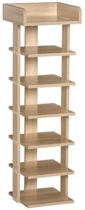 HOMCOM 7 Tier Shoe Rack, Wooden Organizer Shelf, Display Cabinet for Entryway, Living Room, Bedroom, Oak Finish