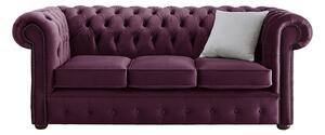 Chesterfield 3 Seater Malta Boysenberry Purple Velvet Fabric Sofa In Classic Style