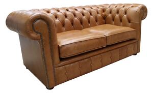 Chesterfield 2 Seater Old English Tan Real Leather Sofa Bespoke In Classic Style