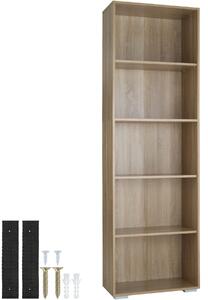 Tectake 403607 bookshelf lexi | bookcase with 5 shelves - oak matt