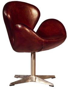 Vintage Handmade Swan Chair Distressed Brown Real Leather
