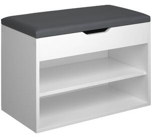 403614 shoe storage bench jasmina with 2 shelves and hinged lid - white