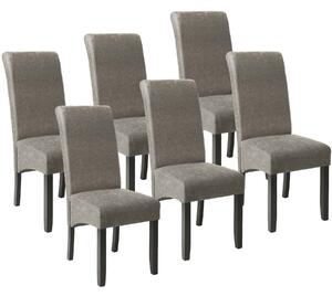 Tectake 403629 6 dining chairs with ergonomic seat shape - gray marbled