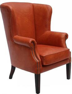 Jaime Genuine Wing Chair Vintage Distressed Brown Real Leather