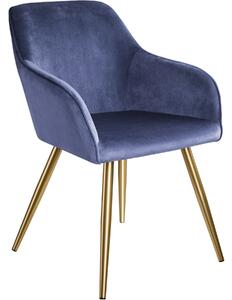 Tectake 403649 chair marilyn with armrests and gold legs - blue/gold