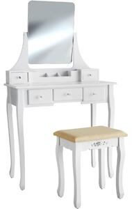 Tectake 403636 dressing table claire with 5 drawers for storage | includes stool and mirror - white