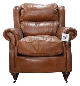 Florence Handmade Armchair Vintage Tan Distressed Real Leather