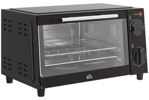 HOMCOM Compact Convection Cooker: 9L Mini Electric Oven with Adjustable Heat, Timer, Baking Tray & Rack, 750W, Black Aosom UK